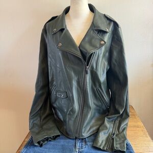 Halogen Olive Leather Jacket
